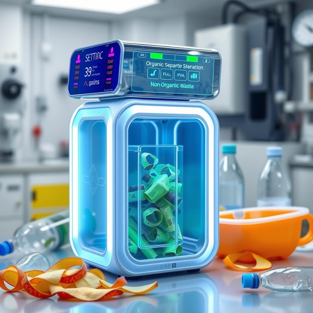 A high-tech prototype of a waste separation sensor device designed to distinguish organic waste from non-organic waste