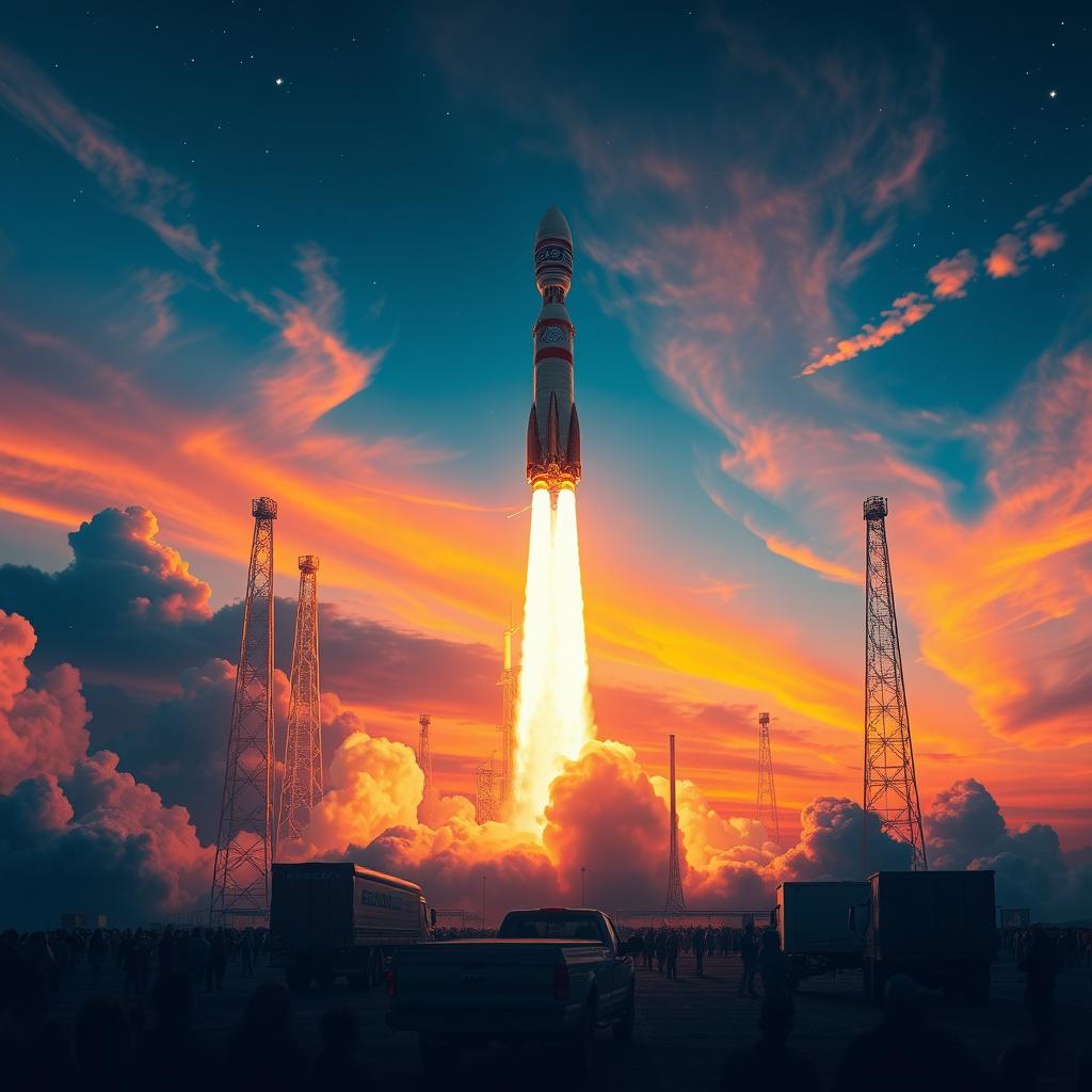 Stunning Digital Art: Rocket Launch Poster | Idyllic AI