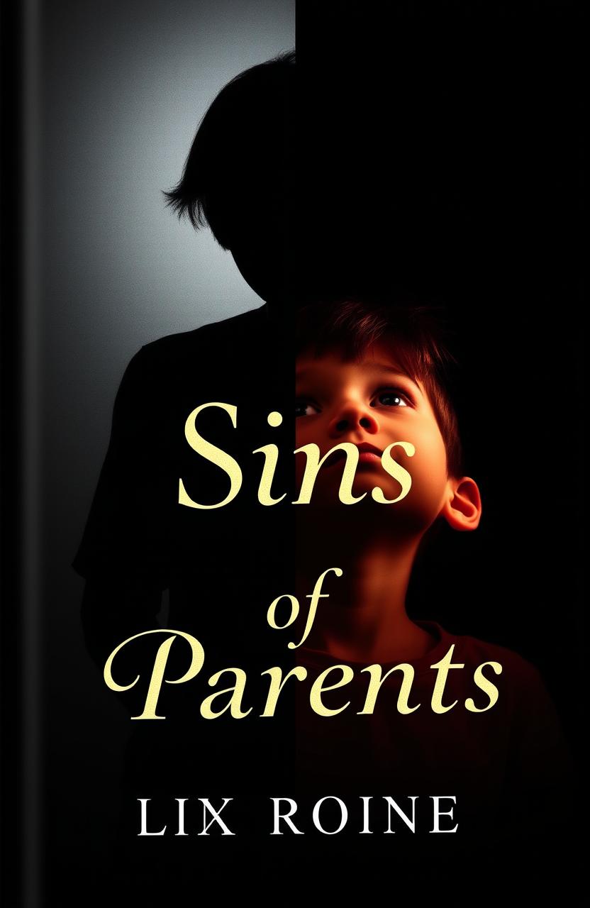 A striking and emotional book cover for 'Sins of Parents' that visually represents the impact of parental choices on children