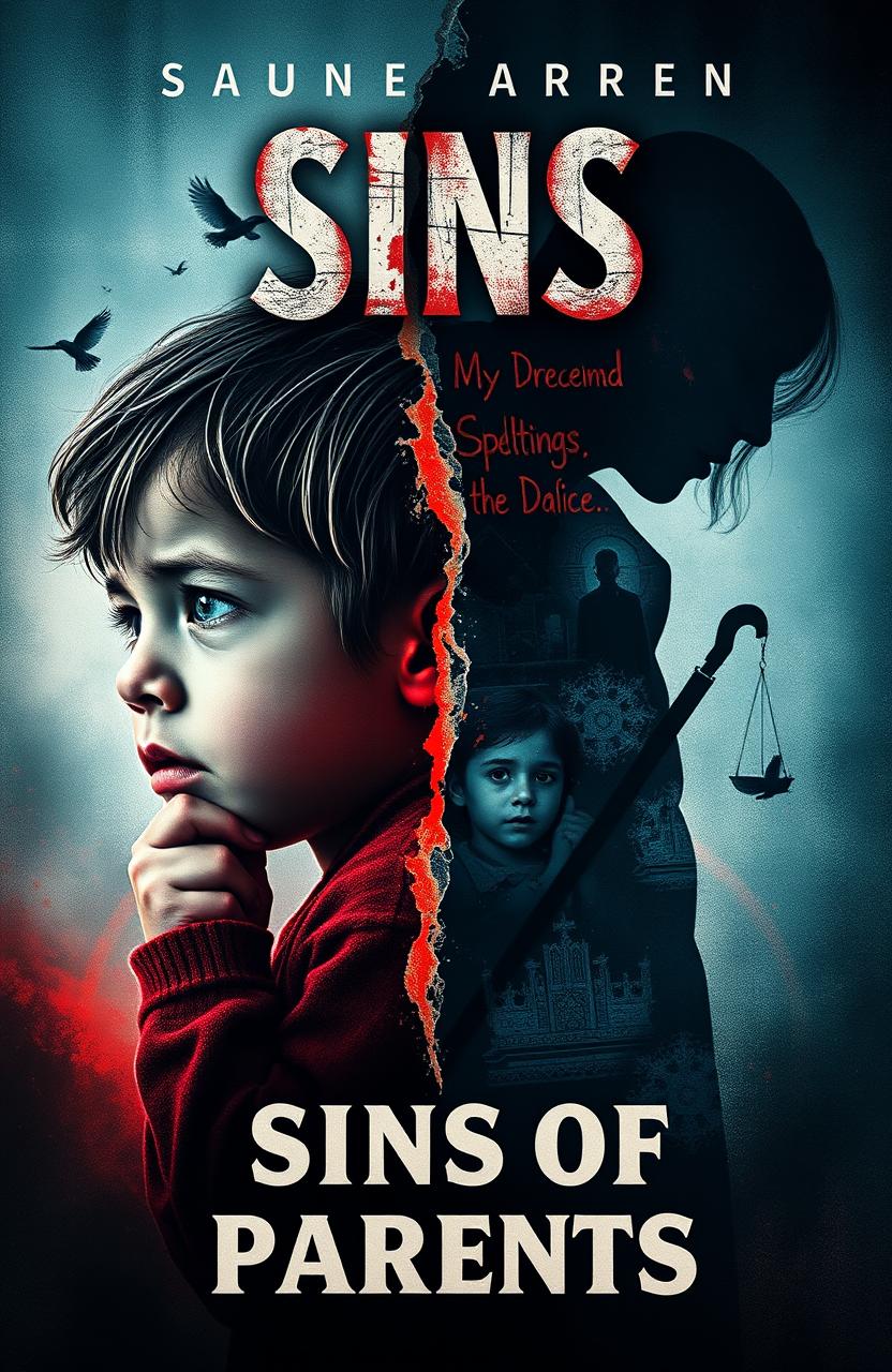 A striking book cover design for 'Sins of Parents', illustrating the theme of children facing the consequences of their parents' choices