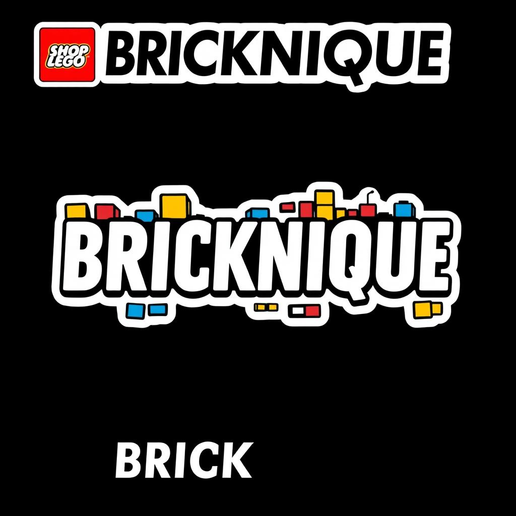 Design a logo for a shop named 'BRICKNIQUE' that specializes in alternative building blocks models and sets, reminiscent of LEGO