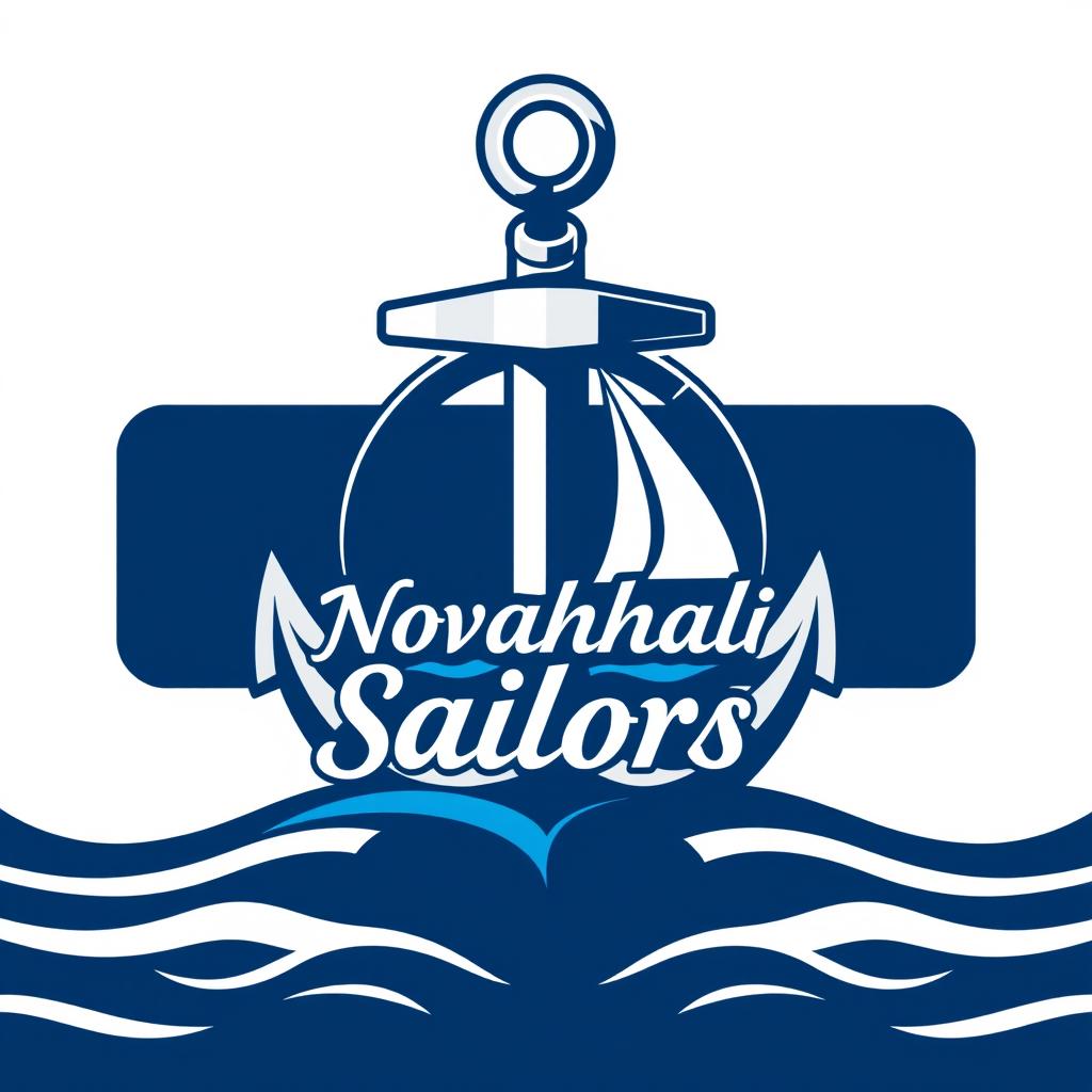 A creative logo design featuring a prominent anchor intertwined with a ship wheel and a sailboat