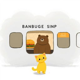 In a cloud-shaped train station, there is a delightful hamburger shop