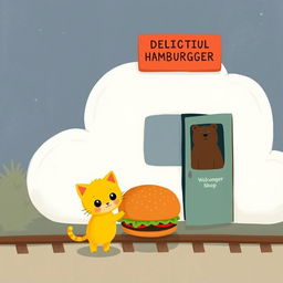 Beside the railway, in a cloud-shaped train station, there is a delightful hamburger shop