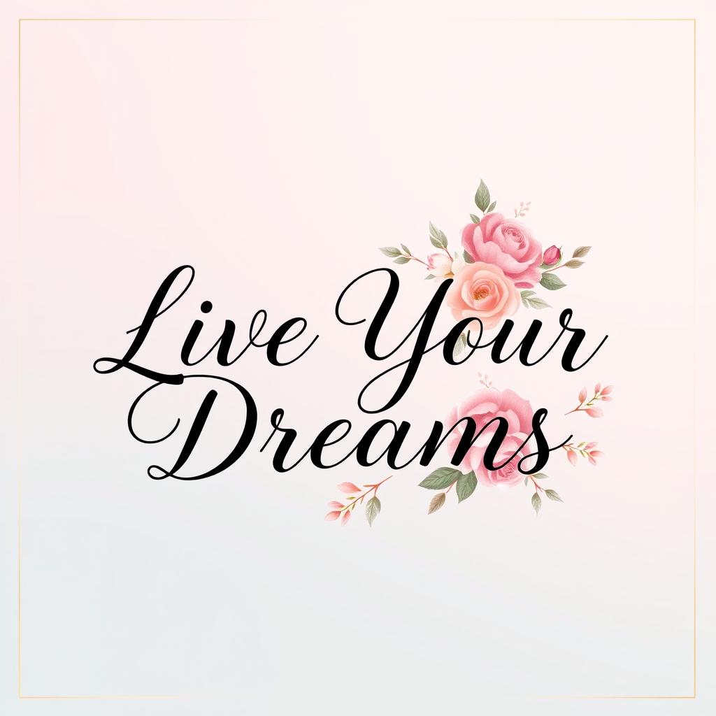 An elegant and modern text design showcasing the phrase 'Live Your Dreams' in a beautiful cursive font