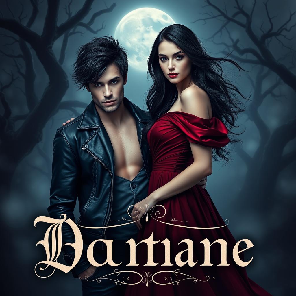 A dark romance novel cover featuring a mysterious, gothic-inspired scene