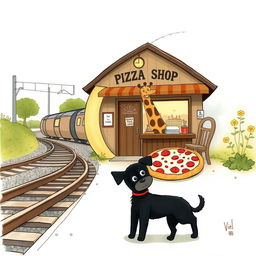 Beside the railroad tracks, within a crescent moon-shaped train station, there is a charming pizza shop