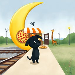 Beside the railroad tracks, within a crescent moon-shaped train station, there is a charming pizza shop