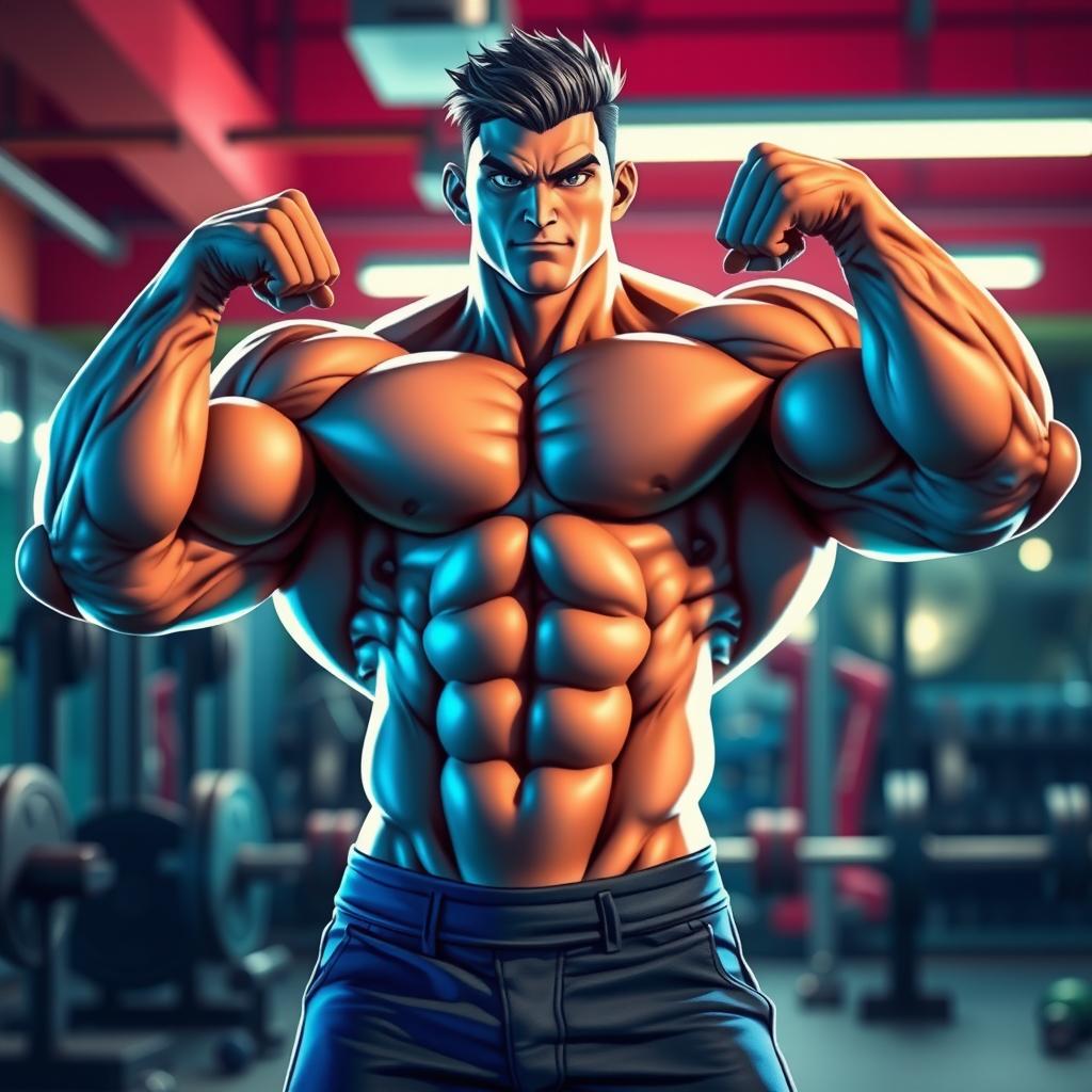 A muscular person standing confidently, showcasing impressive physique with well-defined muscles