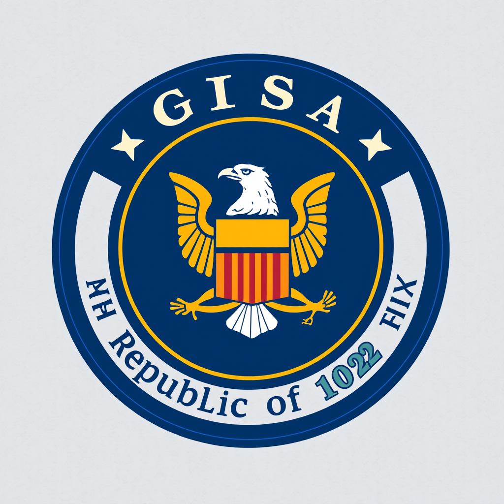 A political logo inspired by the CIA logo, featuring a stylized depiction of an eagle, with a circular emblem design