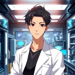 An anime male character in his late 20s, featuring strikingly handsome features with chiseled cheekbones and a strong jawline
