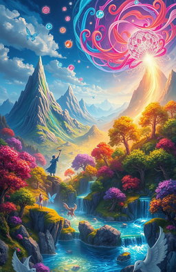 A fantastical landscape from 'The Realm of Magnolus', depicting vibrant and enchanting realms filled with magic