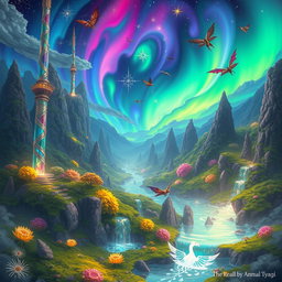 An enchanting scene from 'The Realm of Magnolus' by Manal Tyagi, showcasing a world where magic is omnipresent