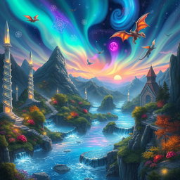 An enchanting scene from 'The Realm of Magnolus' by Manal Tyagi, showcasing a world where magic is omnipresent