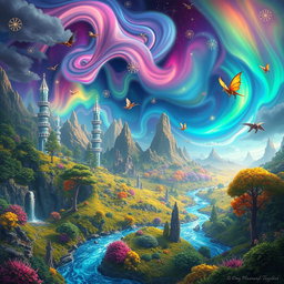 An enchanting scene from 'The Realm of Magnolus' by Manal Tyagi, showcasing a world where magic is omnipresent