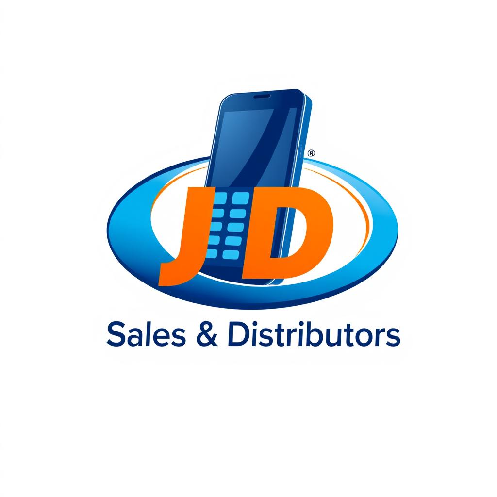 A striking logo design featuring a blue and orange phone, with the text 'JD Sales & Distributors' prominently displayed