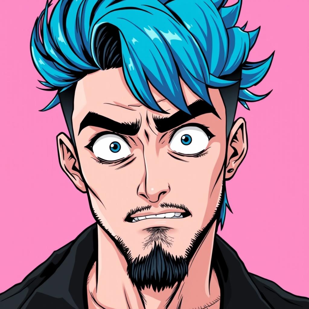 A full portrait of a guy asking something in a cocky, psycho villain manner