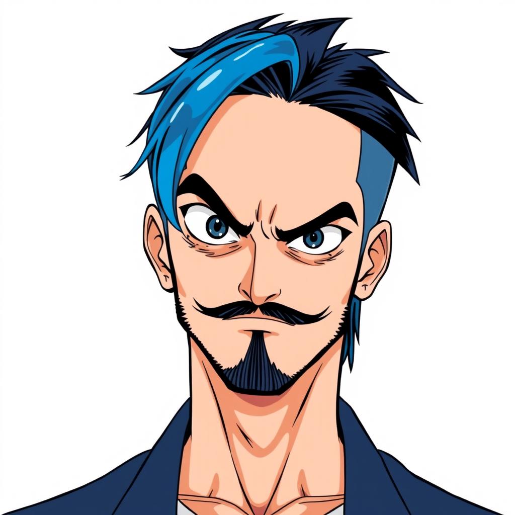 A full portrait of a guy asking something in a cocky, psycho villain style
