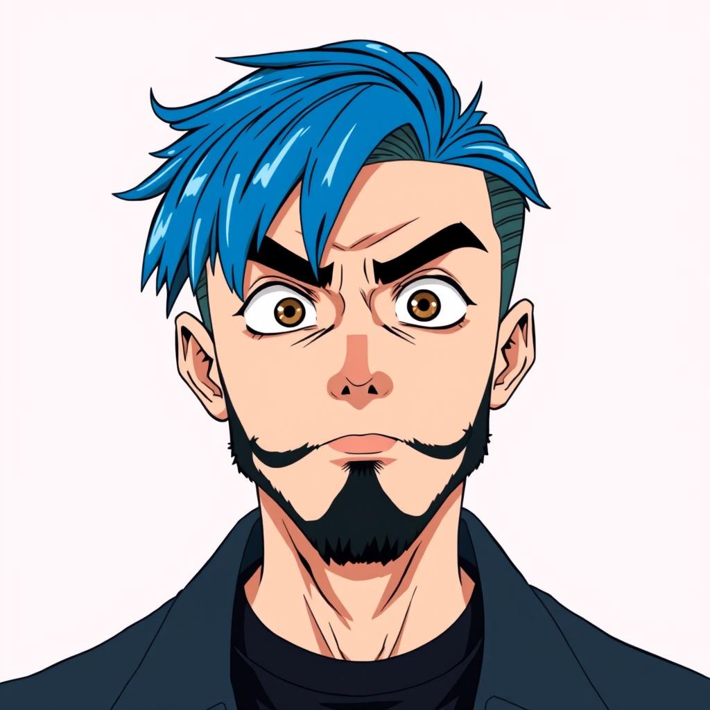 A full portrait of a guy asking something in a cocky way, embodying the essence of a psycho villain