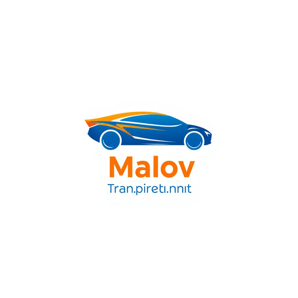 A modern logo design featuring a blue and orange vehicle icon, clearly showcasing the text 'Malov Transport Services'