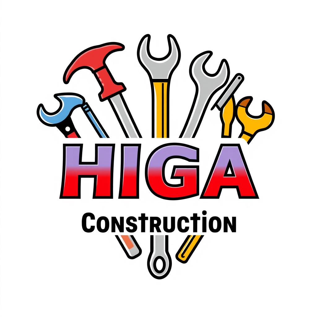 A professional logo design featuring an assortment of building tools, such as a hammer, wrench, and screwdriver, artfully arranged to form a cohesive image