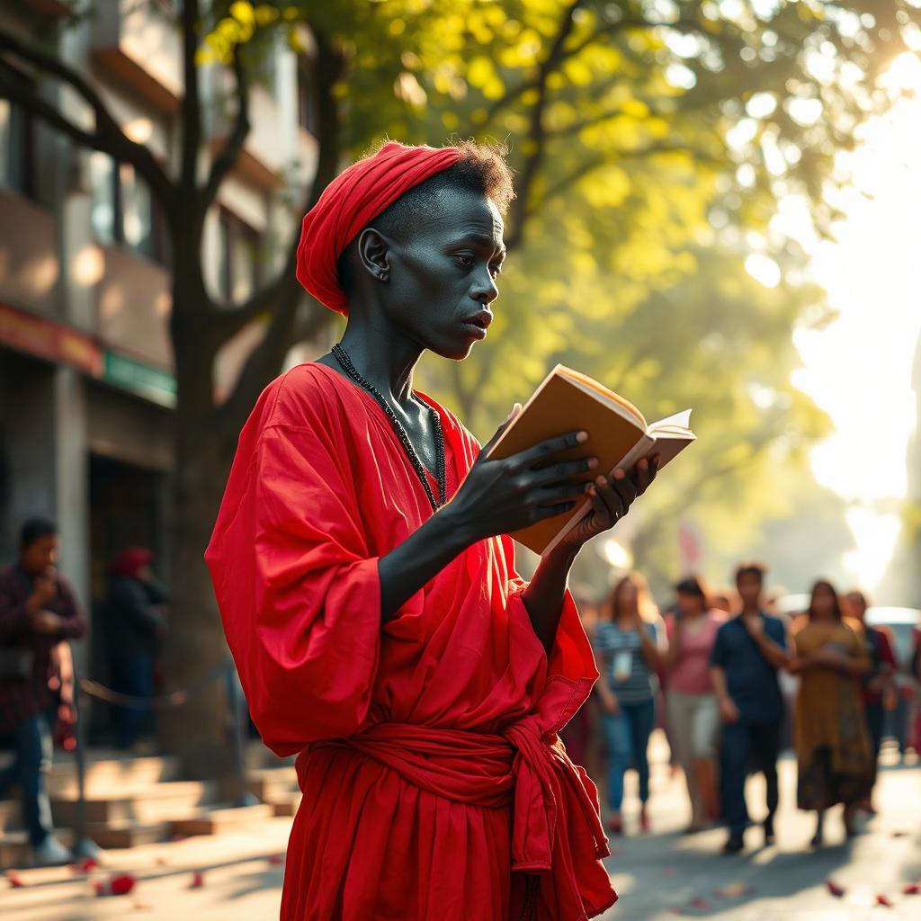 A thin boy named Uncle Firouz reading poetry in the streets, his face blackened with charcoal as he passionately performs