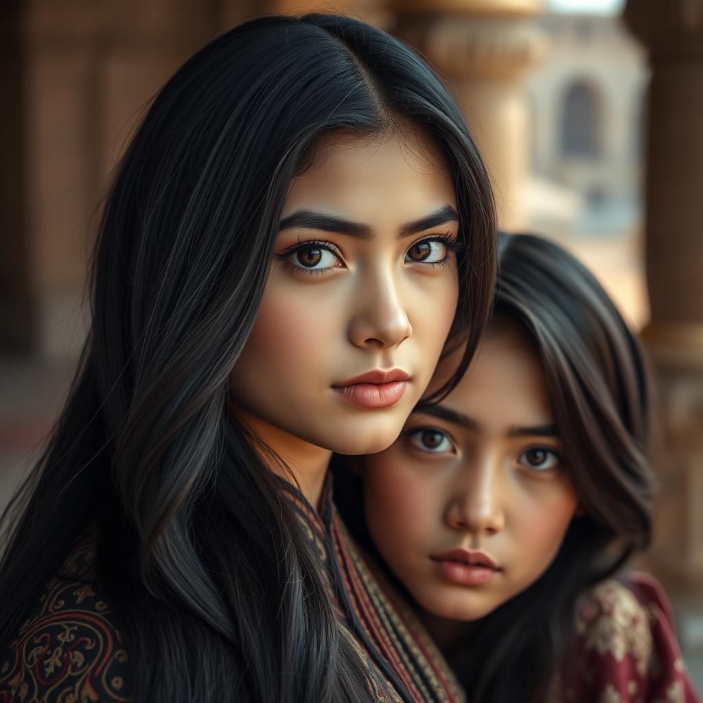 A stunning portrait of beautiful Iranian girls embodying the essence of ancient Iranian culture