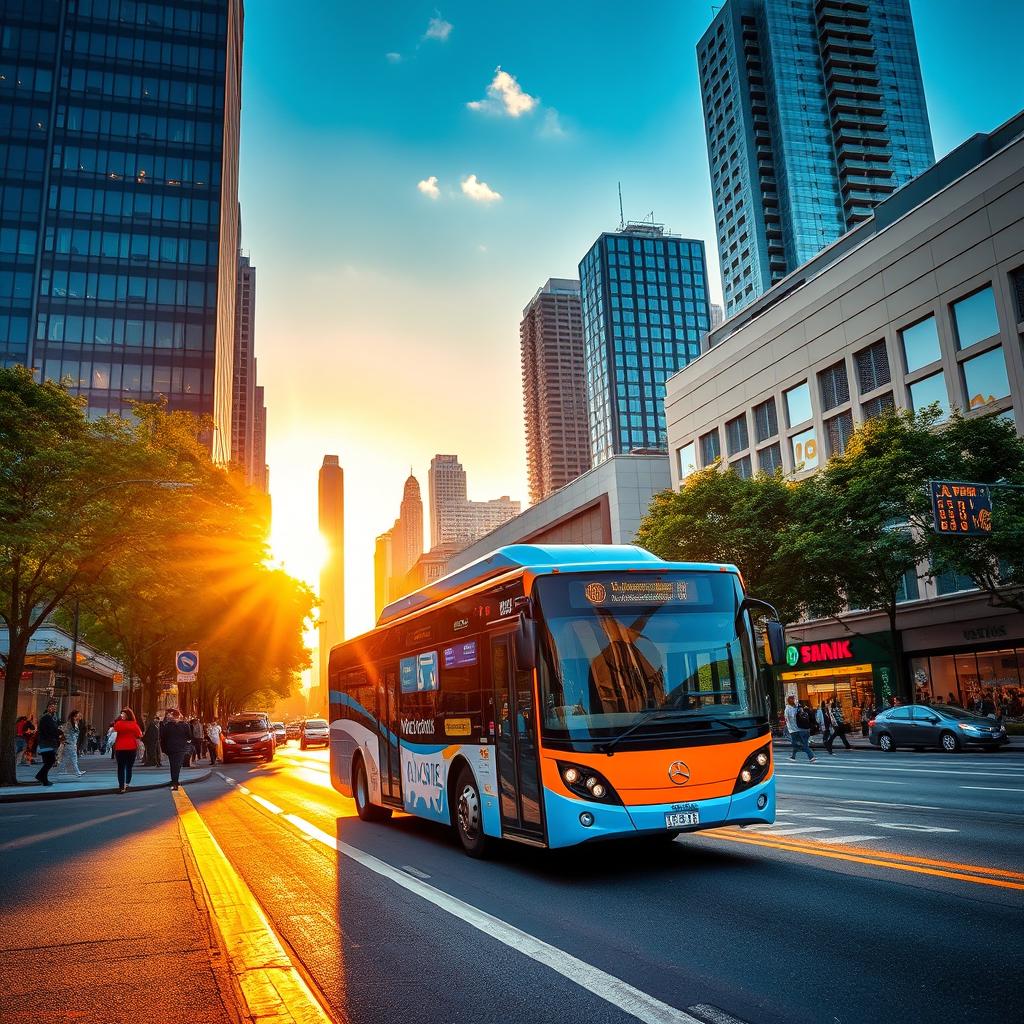 Urban Journey: Modern City Bus in Action