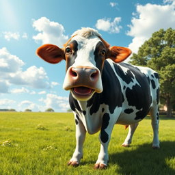 A surreal and imaginative creature that is a cow with the head of a dog