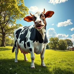 A surreal and imaginative creature that is a cow with the head of a dog