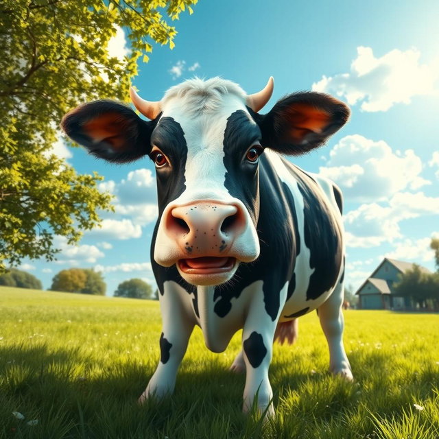 A surreal and imaginative creature that is a cow with the head of a dog