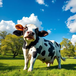 A surreal and imaginative creature that is a cow with the head of a dog