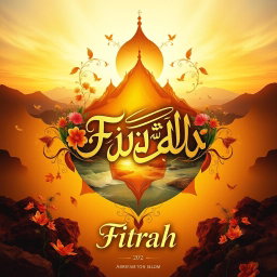 A captivating album cover that visually embodies the concept of 'Fitrah' in Islam, representing the essence and principles of creation
