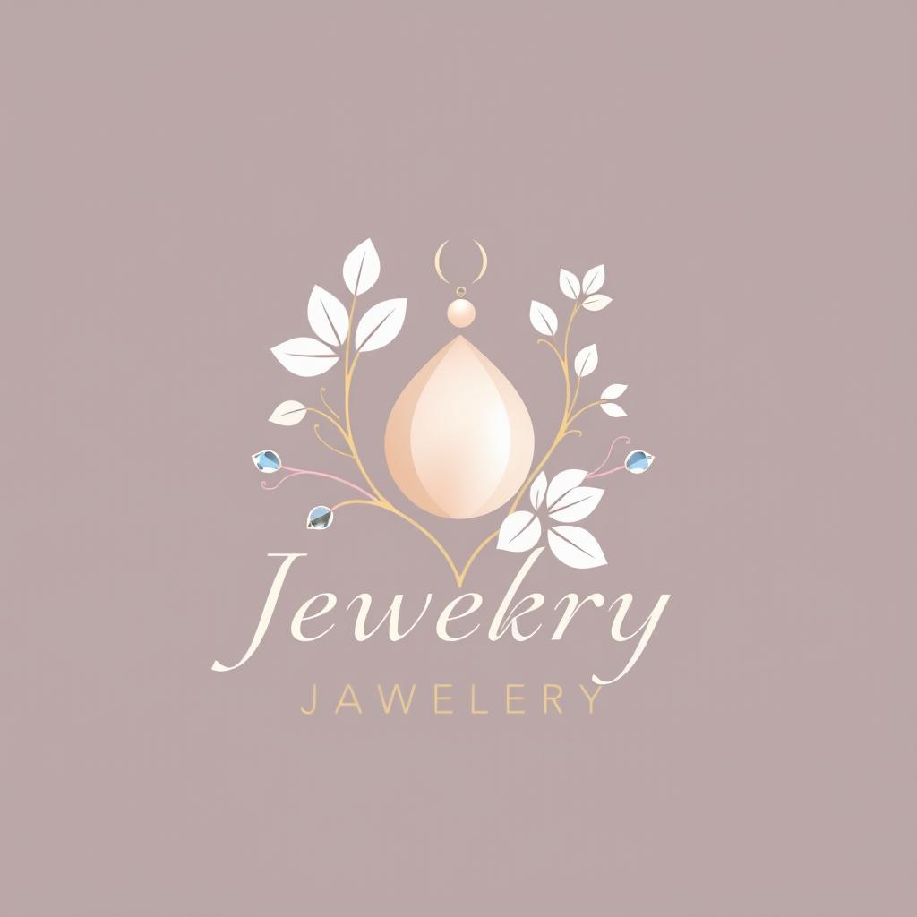 An elegant logo design for a jewelry business, featuring delicate elements like a stylized gemstone or pearl, intertwined with floral motifs