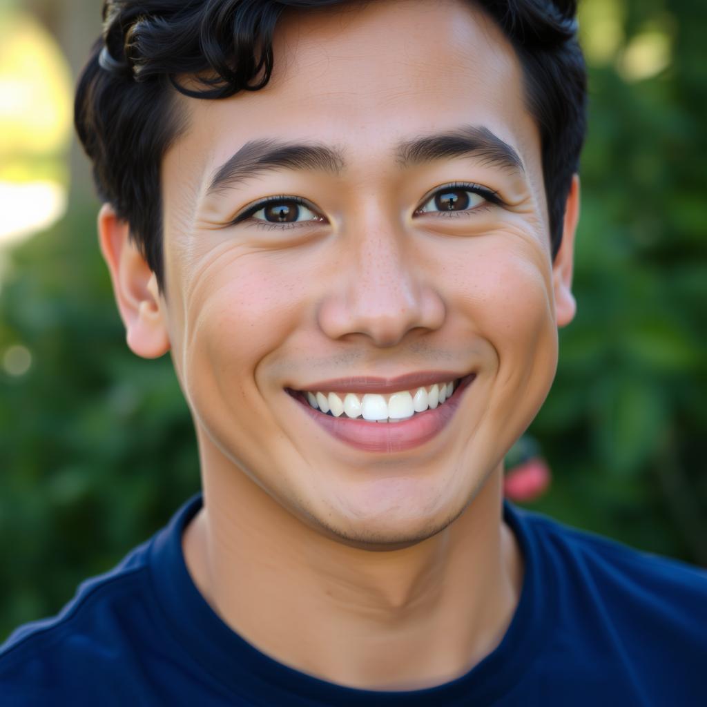 A portrait of a smiling person with a warm expression