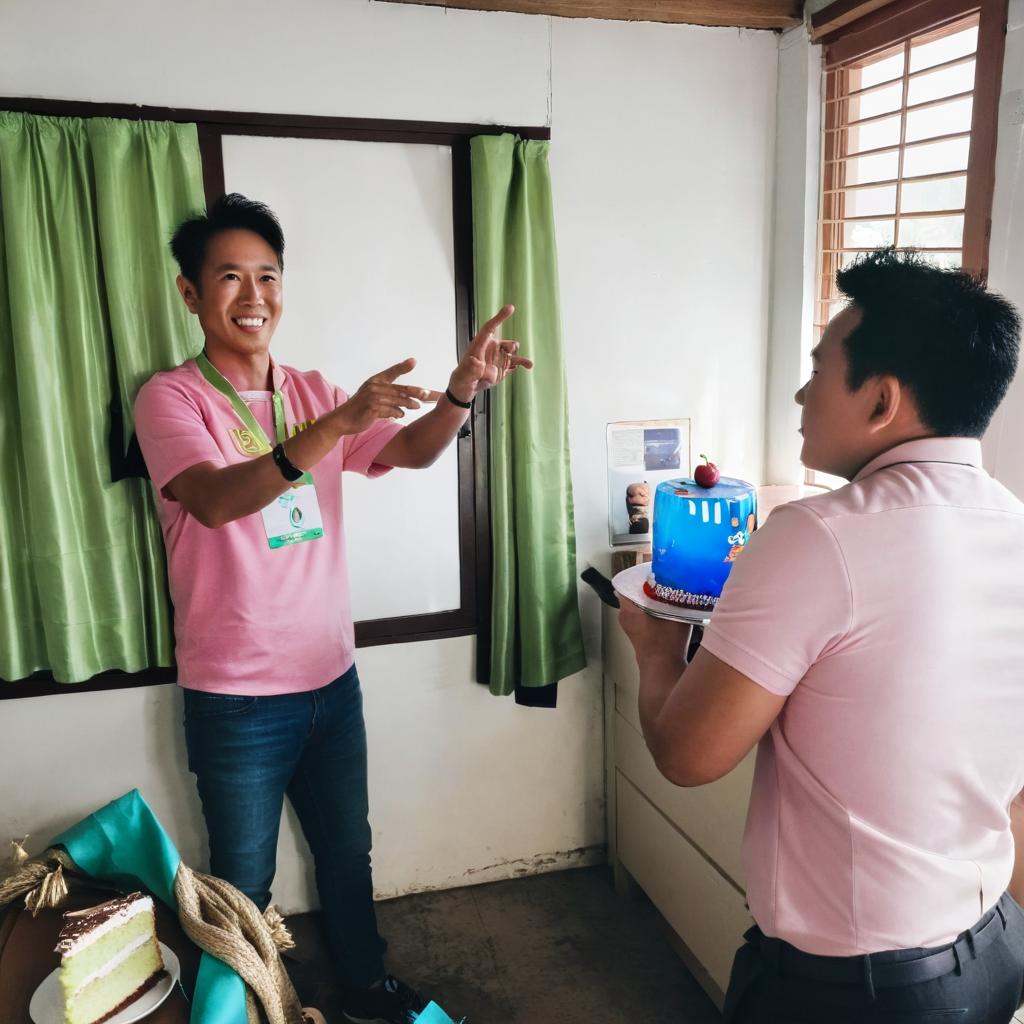 Joyful Moments: A Cheerful Barber and His Young Client