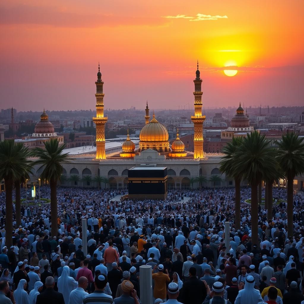 A breathtaking view of Madina Sharif, showcasing the beautiful mosque with its stunning architecture