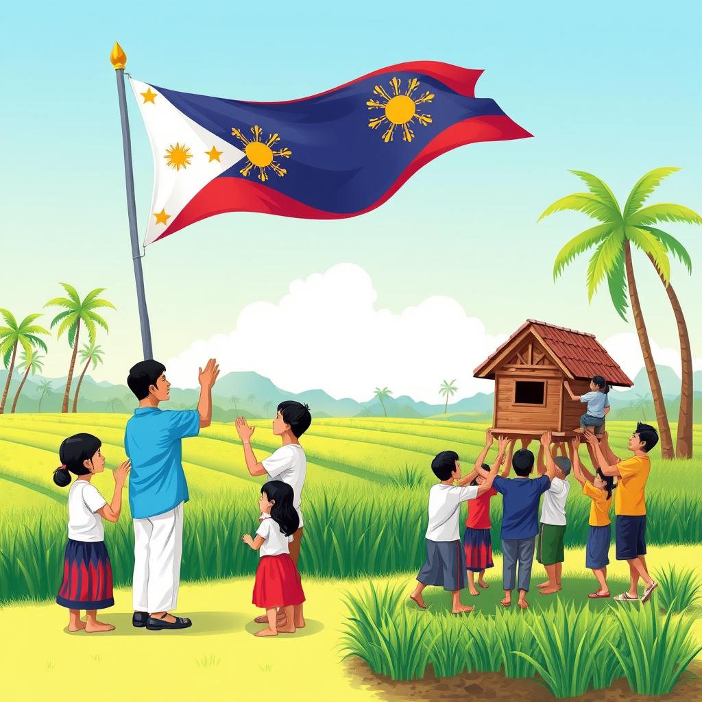 A vibrant illustration depicting a traditional Philippine scene