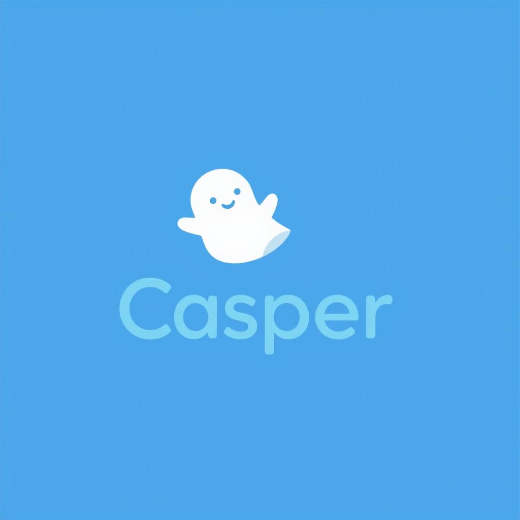 A sleek and modern redesign of the Casper logo, featuring a friendly ghost silhouette in a playful yet minimalist style