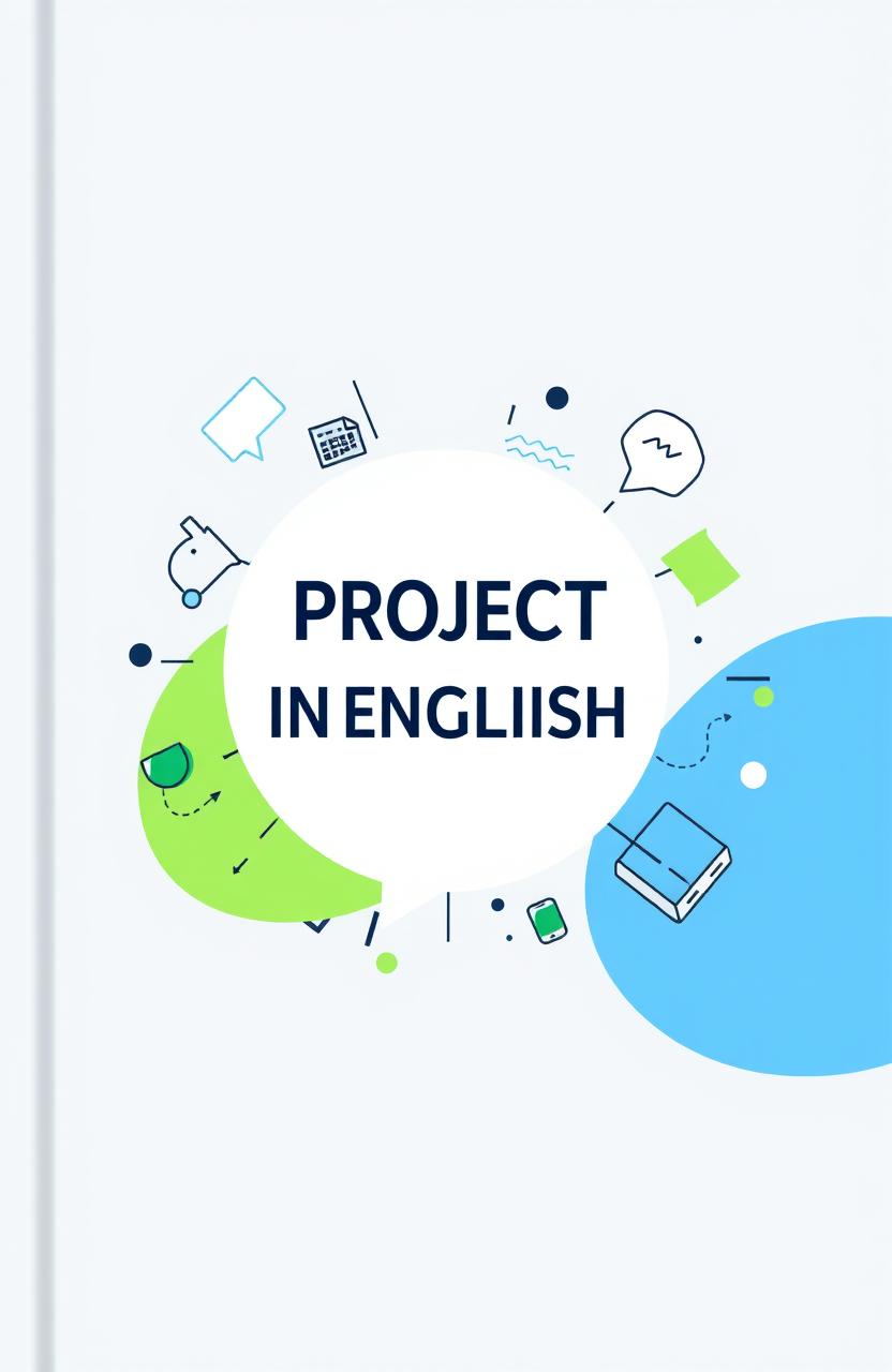 A sleek, modern book cover for a project titled 'PROJECT IN ENGLISH'