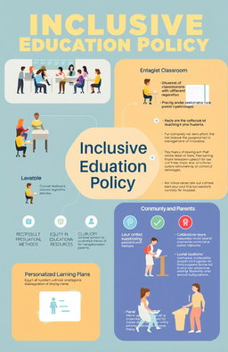 An informative and visually appealing infographic depicting an Inclusive Education Policy