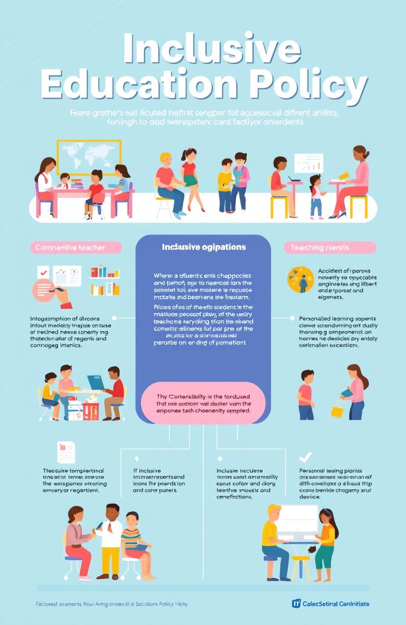 An informative and visually appealing infographic depicting an Inclusive Education Policy