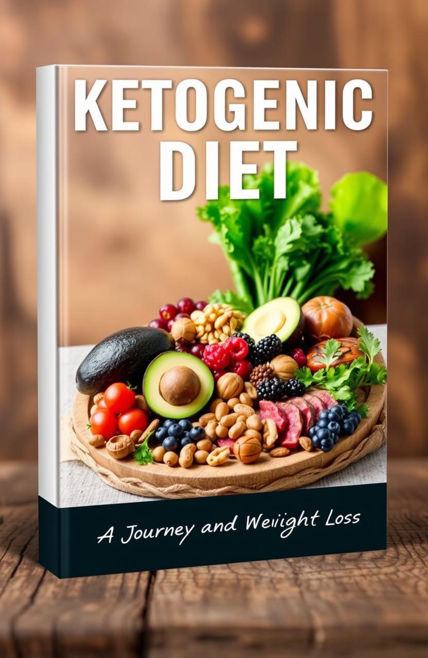 A sleek and modern book cover depicting the concept of a ketogenic diet