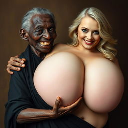 An elderly African woman, showing signs of malnutrition with decayed teeth, dressed in a long, fully closed black garment