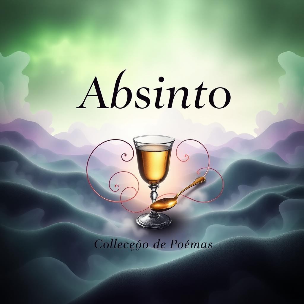 A book cover design featuring the title "Absinto: Coleção de Poemas" in elegant and artistic typography