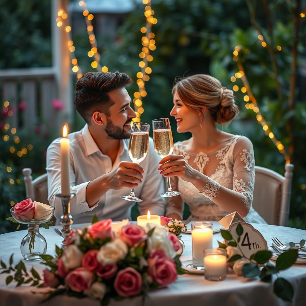 A beautiful and romantic scene celebrating a 4th wedding anniversary