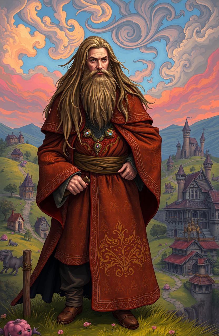 A long-haired English man inspired by the whimsical and fantastical elements found in Terry Pratchett's books