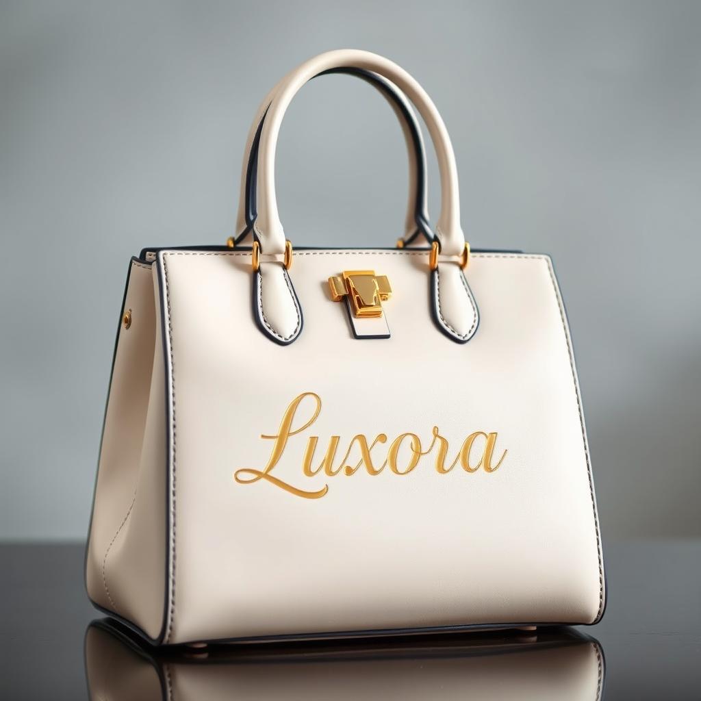 A stylish women's handbag with the name 'Luxora' elegantly embossed on it