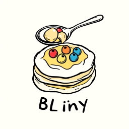 A logo design featuring Belarusian pancakes (bliny) creatively arranged with a playful game concept on top