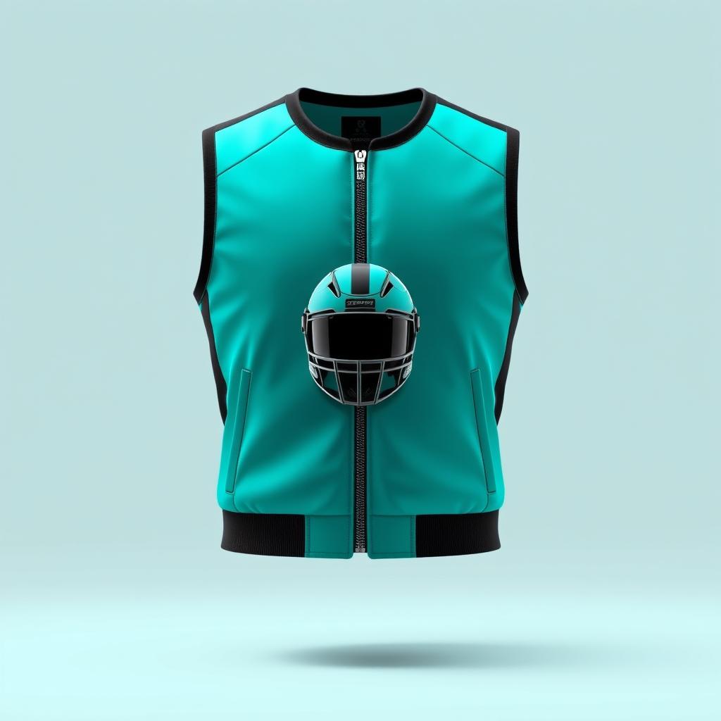 A stylish vest designed in a stunning turquoise and black color scheme